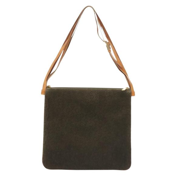 CELINE C Macadam Canvas Shoulder Bag Suede Brown Gold - Picture 2 of 13